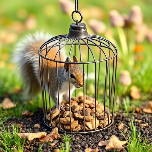 Squirrel-proof cage over ground bird feed