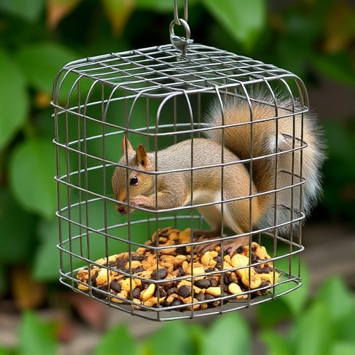 Squirrel-proof cage over ground bird feed
