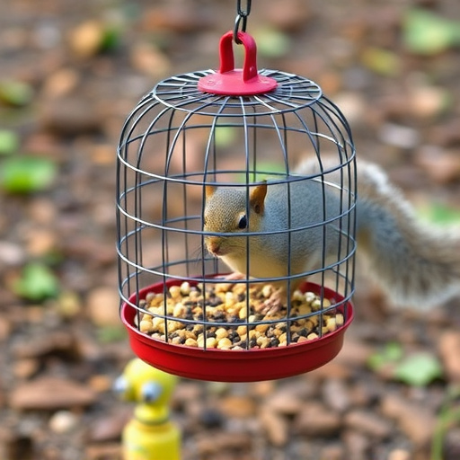 Squirrel-proof cage over ground bird feed