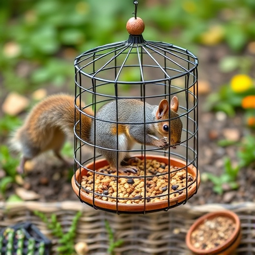 Squirrel-proof cage over ground bird feed