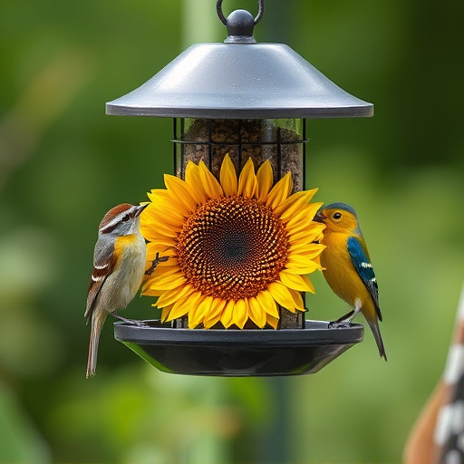 Squirrel-proof feeder with sunflower heart