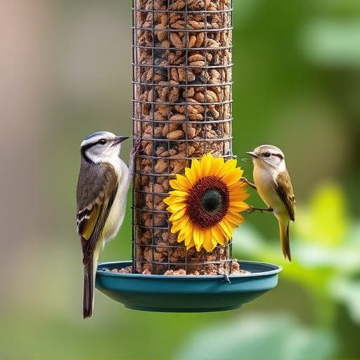 Squirrel-proof feeder with sunflower heart