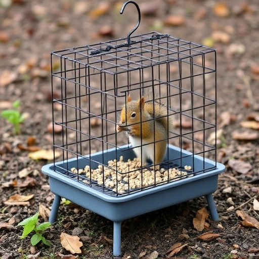 Squirrel-resistant cage over ground seed tray