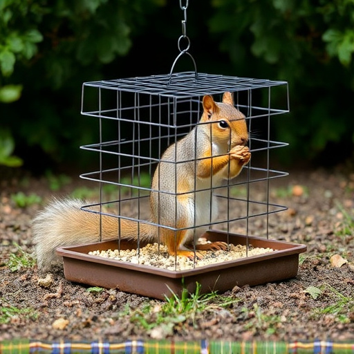 Squirrel-resistant cage over ground seed tray