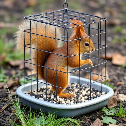 Squirrel-resistant cage over ground seed tray