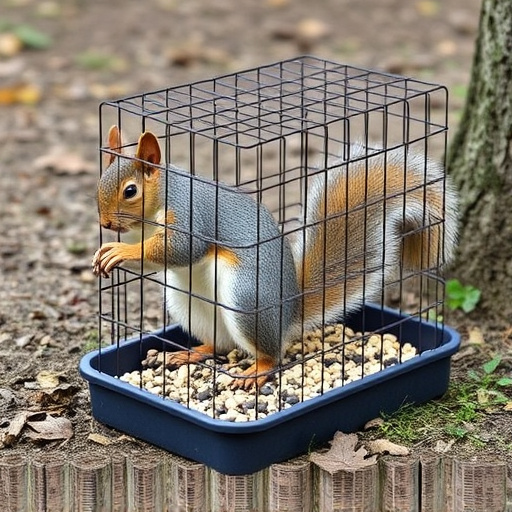 Squirrel-resistant cage over ground seed tray