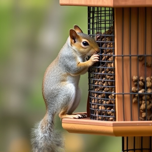 Squirrel trying to access secured feeder