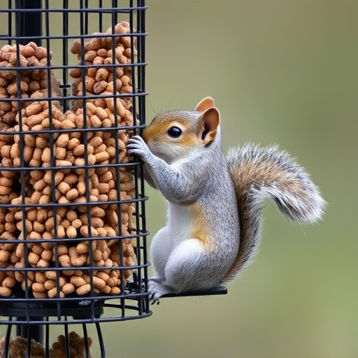 Squirrel trying to access secured feeder
