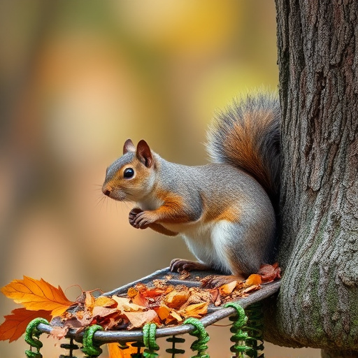 Squirrels near autumn bird food