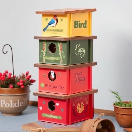 Stacked bird food boxes for delivery