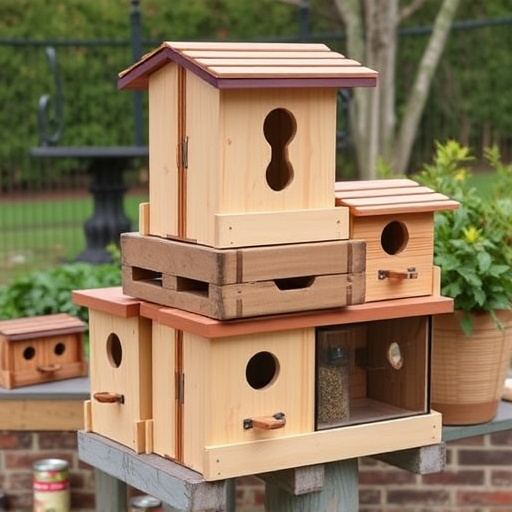 Stacked bird food boxes for delivery