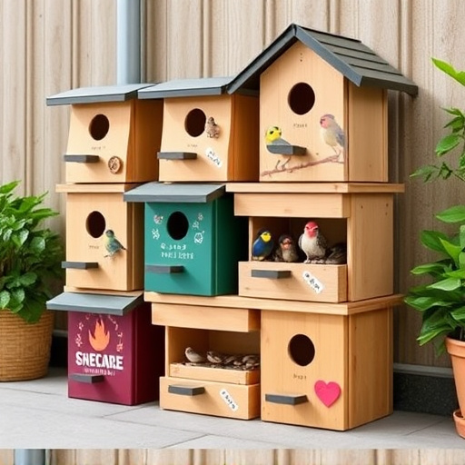 Stacked bird food boxes for delivery