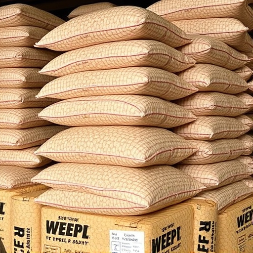 Stacks of suet pellets bags UK
