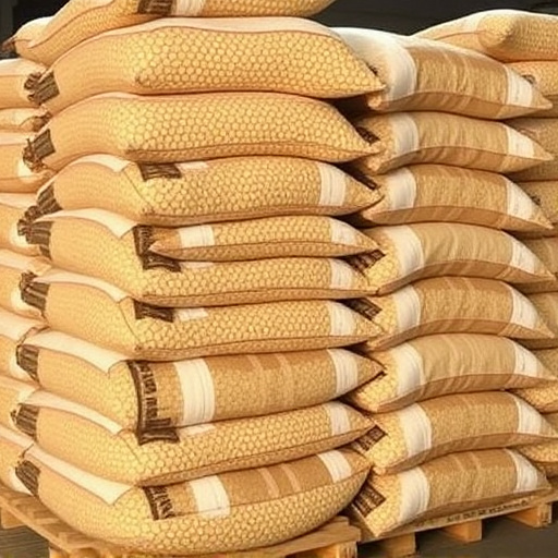 Stacks of suet pellets bags UK
