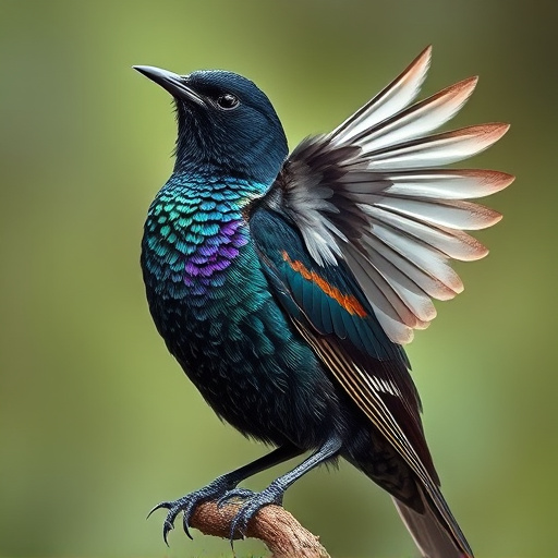 Starling displaying iridescent feathers