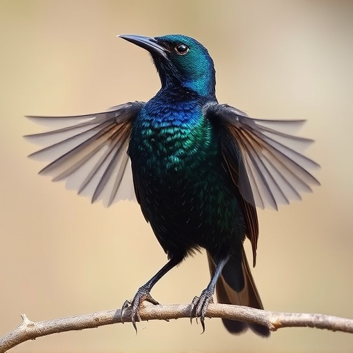 Starling displaying iridescent feathers