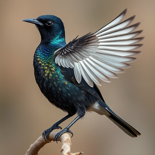 Starling displaying iridescent feathers