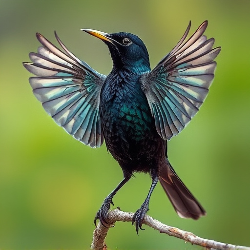 Starling displaying iridescent feathers