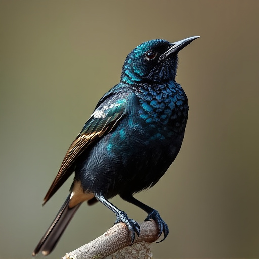 Starling displaying iridescent feathers