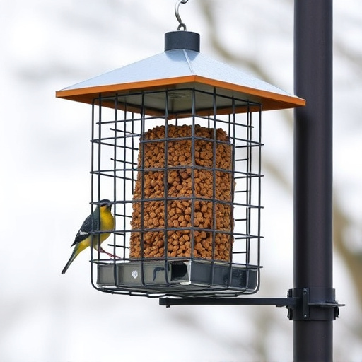 Sturdy feeder mounted on pole guard
