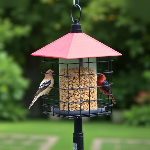 Sturdy feeder mounted on pole guard