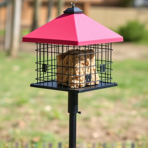 Sturdy feeder mounted on pole guard