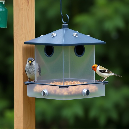 Sturdy UK-designed feeder on wooden pole