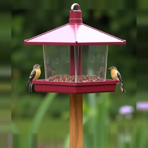 Sturdy UK-designed feeder on wooden pole