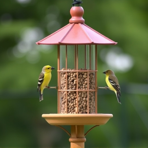 Sturdy UK-designed feeder on wooden pole