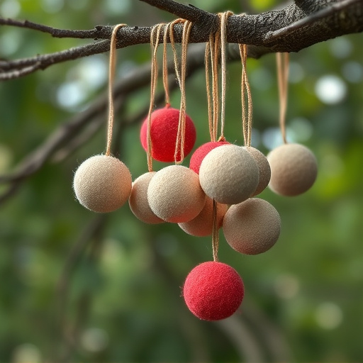 Suet balls dangling from tree branch