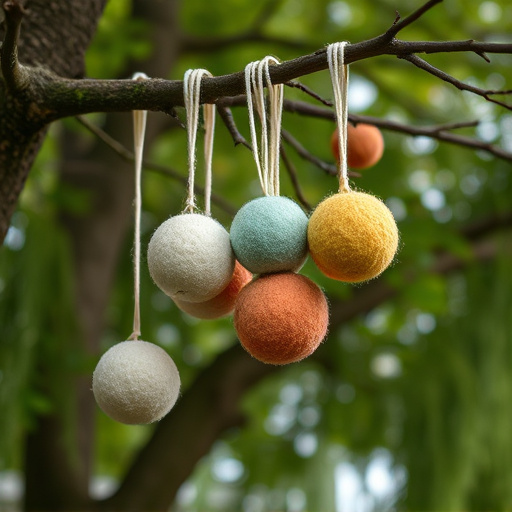 Suet balls dangling from tree branch