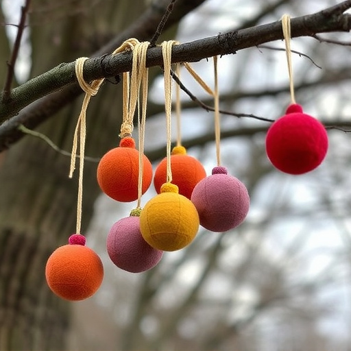 Suet balls dangling from tree branch