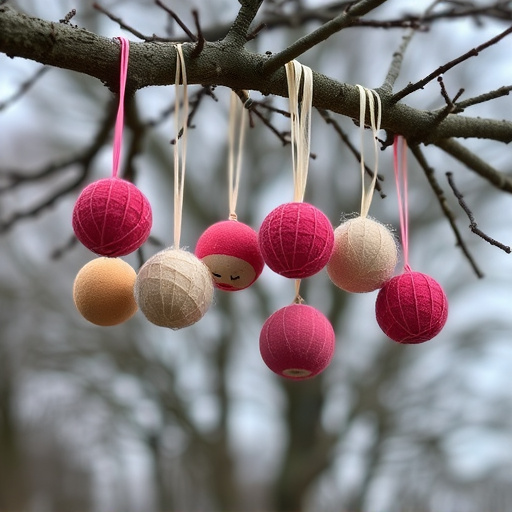Suet balls dangling from tree branch