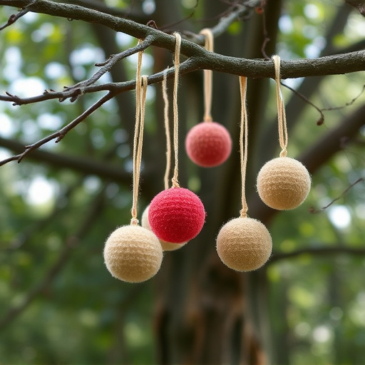 Suet balls dangling from tree branch