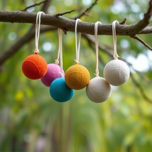 Suet balls dangling from tree branch