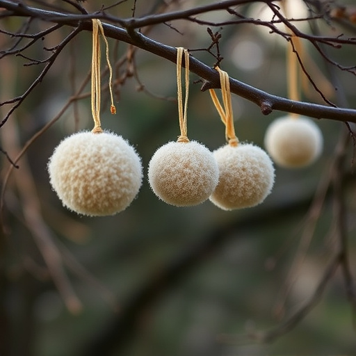 Suet balls hanging from tree branches