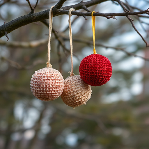 Suet balls hanging from tree branches