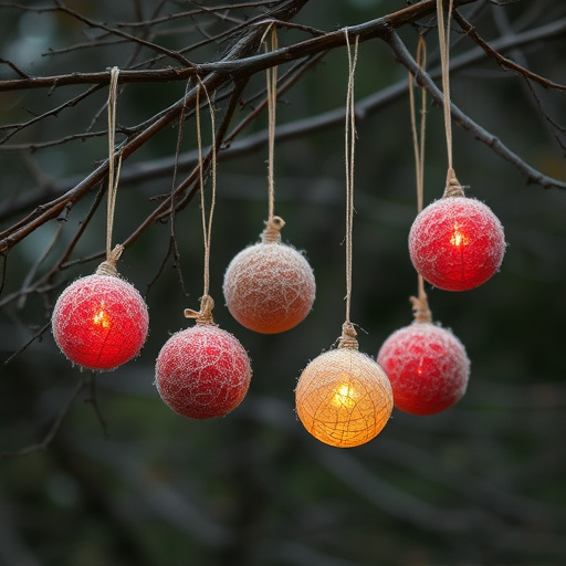 Suet balls hanging from tree branches