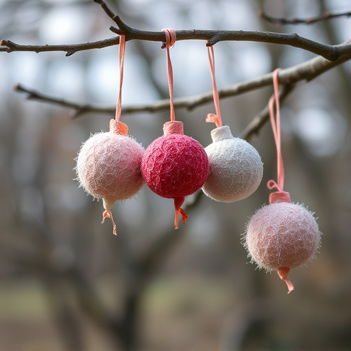 Suet balls hanging on tree branch