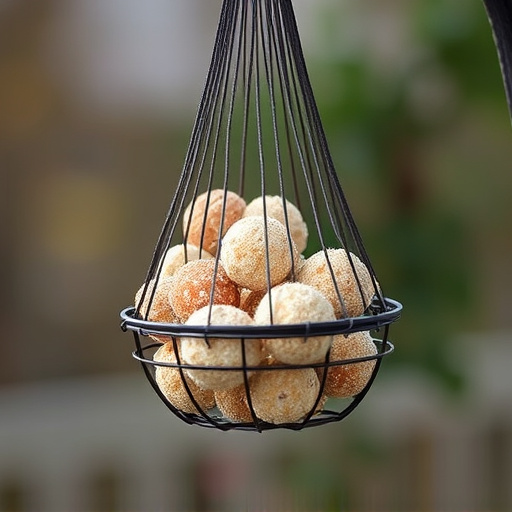 Suet balls in mesh feeder hanging