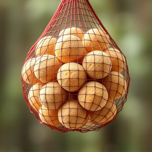 Suet balls in mesh feeder hanging