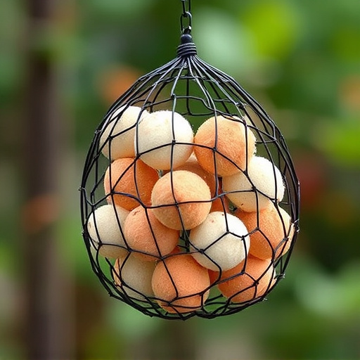 Suet balls in mesh feeder hanging