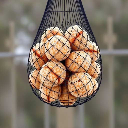 Suet balls in mesh feeder hanging