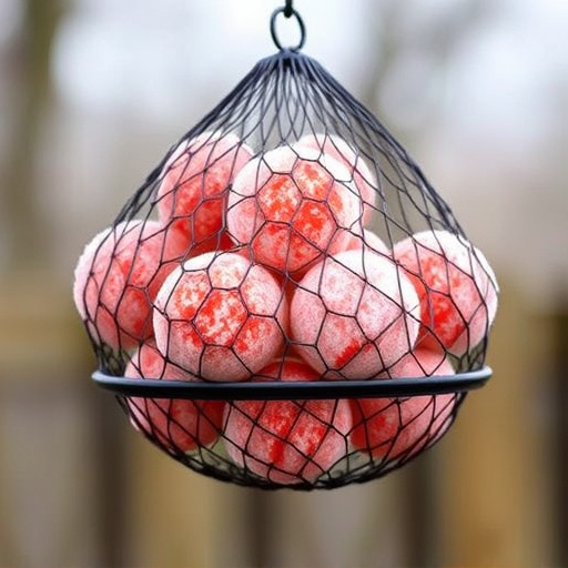 Suet balls in mesh feeder hanging