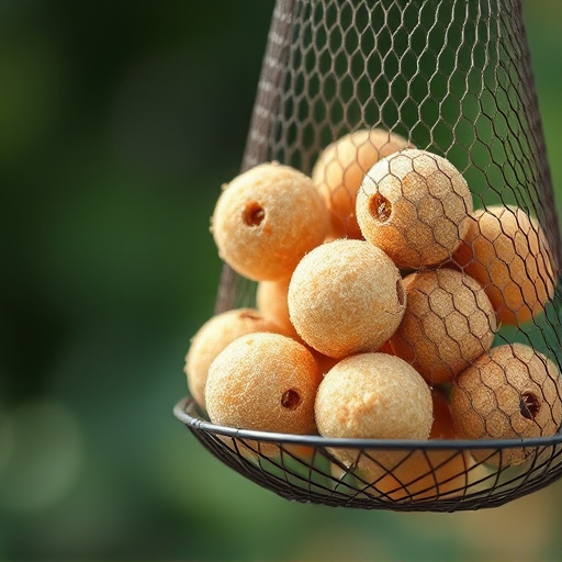 Suet balls in mesh feeder hanging