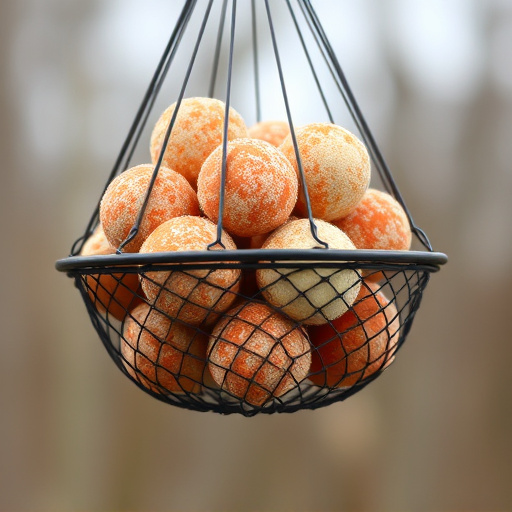 Suet balls in mesh feeder hanging