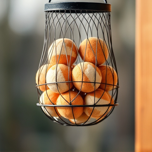 Suet balls in mesh feeder hanging