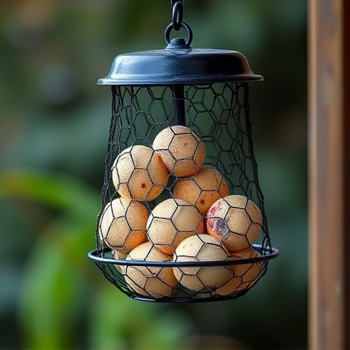 Suet balls in mesh feeder hanging