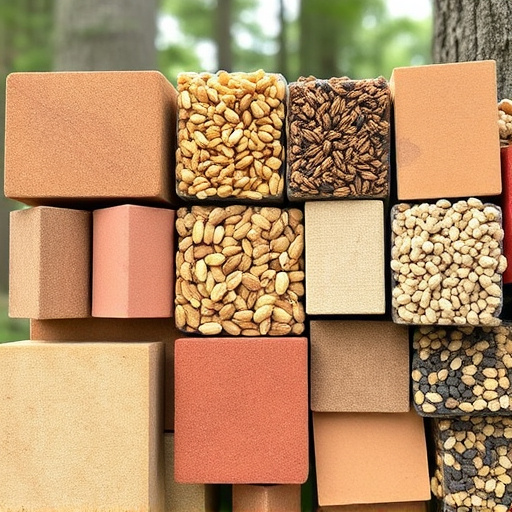 Suet blocks and seed mix displayed