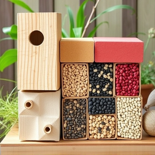 Suet blocks and seed mix displayed
